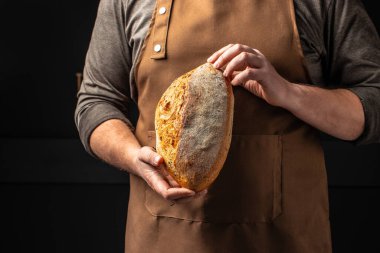 Ev yapımı çavdar ekmeği. Sağlıklı, temiz yemek. Sağlıklı gıda konsepti. metin için yer, üst görünüm.