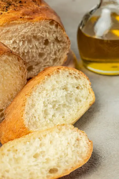 Pão Fresco Natural Caseiro Com Uma Crosta Dourada Pão Saudável — Fotografia de Stock