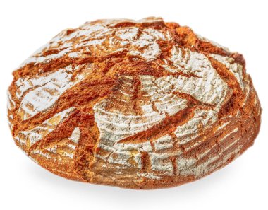 Ekmek yuvarlak çavdar ekmeği beyaz arka planda izole edilmiş kırpma yolu ile. Sağlıklı çavdar ekmeği.