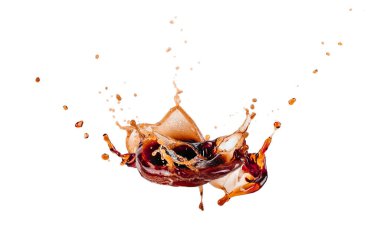 Beyaza izole edilmiş kahve damlaları, dondurucu hareketler kahve damlaları.,