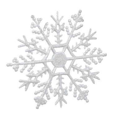 Beyaz arka planda izole edilmiş Noel süsü şekerli kar tanesi.,