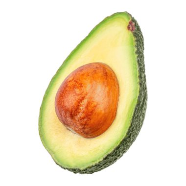 Avokado beyaz bir arka planda yarı izole kesilmiş. Taze avokado meyveleri..