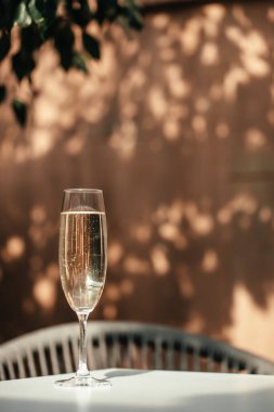 Klasik İtalyan aperatifi Prosecco ya da şampanya bardağı. Yaz güneşli ferahlatıcı içecek.