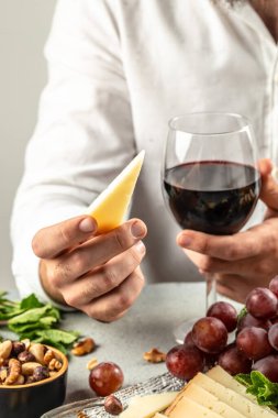 İspanyol manchego peyniri, İspanyol tapas, antipasti bayrağı, menü, metin için tarif yeri.