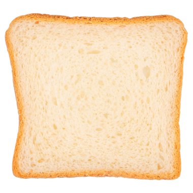 Beyaz arkaplanda izole edilmiş tek dilim beyaz ekmek.