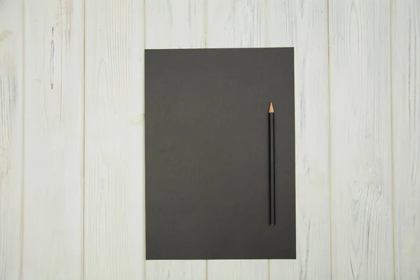 Pencil Lies Blank Sheet Paper Beautiful Background Photo Studio — Stock Photo, Image