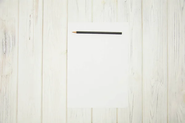 Blank White Paper Shadow Wooden Background — Stock Photo, Image