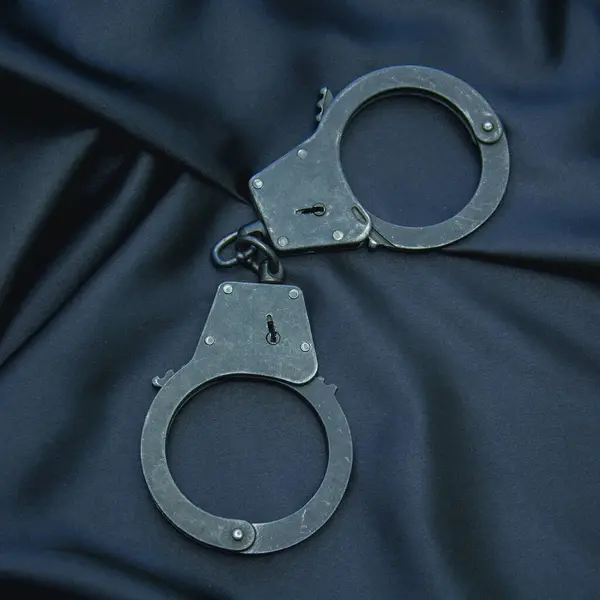 Handcuffs Chains Black Background — Stock Photo, Image