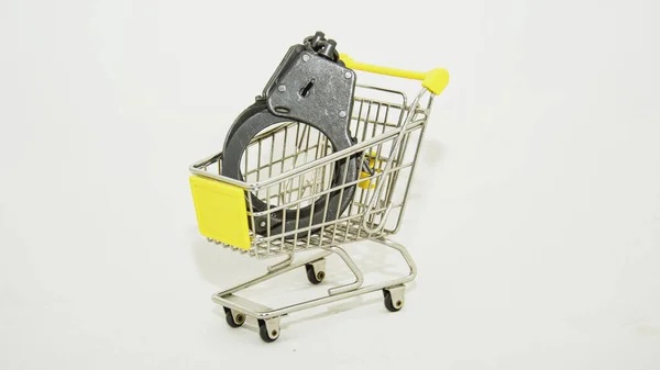 Shopping Cart Small Toy White Background — Stock Photo, Image
