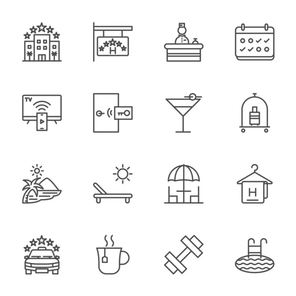 Hotel Service Simple Thin Line Hotel Icons Set Vector Icon — Stock Vector