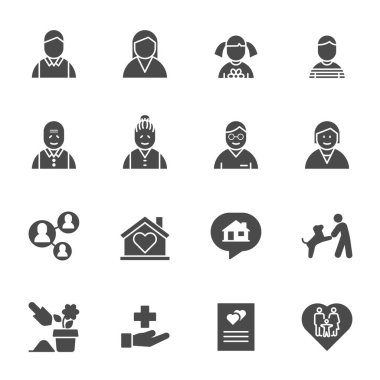 Aile ve İlişki Simgeleri ayarlandı, Vektör Klasik Solid simgeleri
