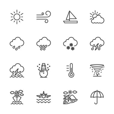 weather icons set, simple thin line icon