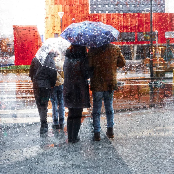 People Umbrella Rainy Days Autumn Season Bilbao City Basque Country — Stock Photo, Image