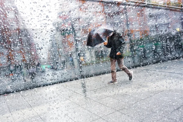 Ludzie Parasolem Deszczowe Dni Mieście Bilbao Kraj Basków Hiszpania — Zdjęcie stockowe