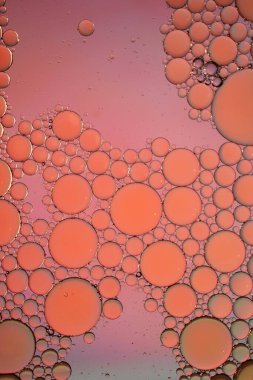 Suyun üzerinde çok renkli yağ halkaları, renkli arkaplan 