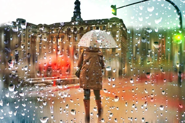 People Umbrella Rainy Days Winter Season Bilbao Basque Country Spain — Stock Photo, Image