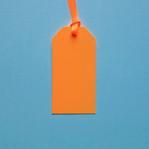 Étiquette Prix Orange Sur Fond Bleu — Photo