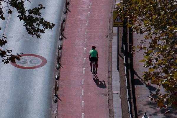 Radfahrer Auf Der Straße Fahrrad Fortbewegungsmittel Bilbao Stadt Spanien — Stockfoto