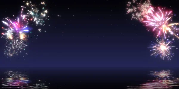 Beautiful Happy New Year Fireworks Sky — Stock Photo, Image