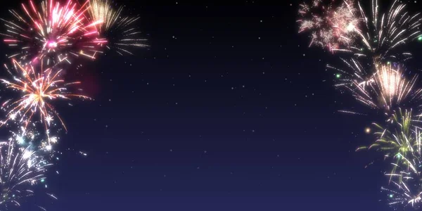 Hermosos Fuegos Artificiales Feliz Año Nuevo Cielo — Foto de Stock
