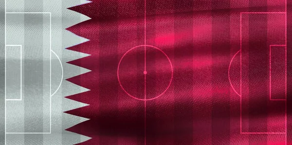 Ilustracja Flagi Kataru Motywem Piłki Nożnej Dla Świata — Zdjęcie stockowe
