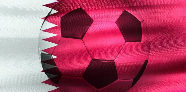 Illustration Qatar Flagga Med Ett Fotbollsmotiv För Masken — Stockfoto