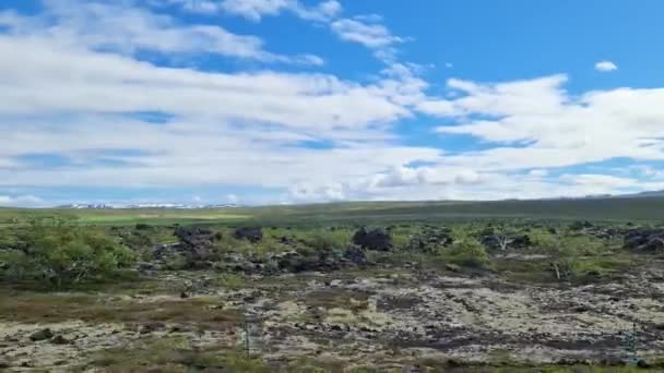 Vue Latérale Paysage Islandais Avec Montagnes Vallées Rivières Depuis Une — Video
