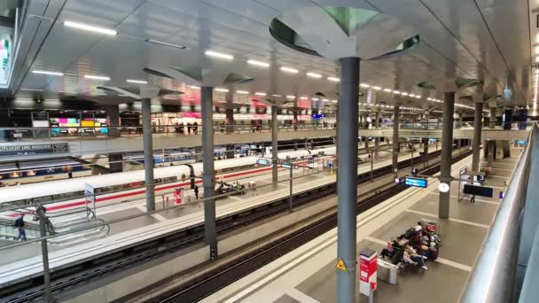 Berlin Niemcy Październik 2022 Dworzec Główny Stolicy Niemiec Berlinie Średnią — Wideo stockowe