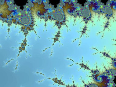 Matematiksel mandelbrot kümesine güzel bir yakınlaşmanın 3 boyutlu görüntüsü