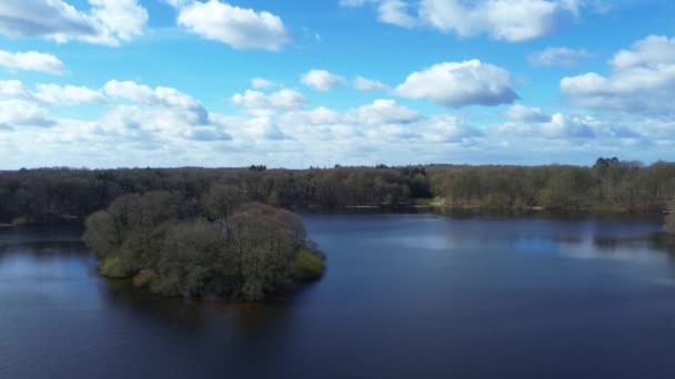 Aerial view of a beautiful lake in Germany sunny weather.