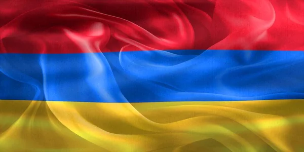 Örményország Zászló Reális Hullámzó Szövet Zászló — Stock Fotó