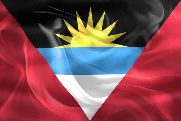 Bandera Antigua Barbuda Bandera Tela Ondeante Realista — Foto de Stock
