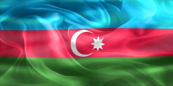 Flaga Azerbejdżanu Realistyczna Flaga Tkaniny Falującej — Zdjęcie stockowe
