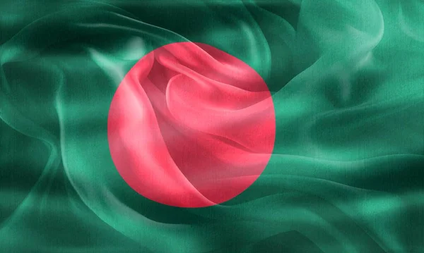 Flaga Bangladeszu Realistyczna Flaga Tkaniny Machającej — Zdjęcie stockowe