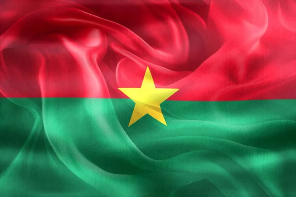 Burkina Faso Zászló Reális Hullámzó Szövet Zászló — Stock Fotó