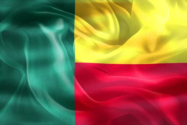 Benin Flagge Realistisch Schwenkende Stofffahne — Stockfoto
