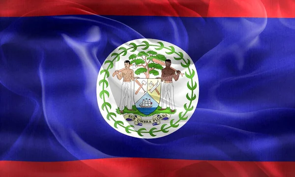 Belize Flagga Realistisk Vinka Tyg Flagga — Stockfoto