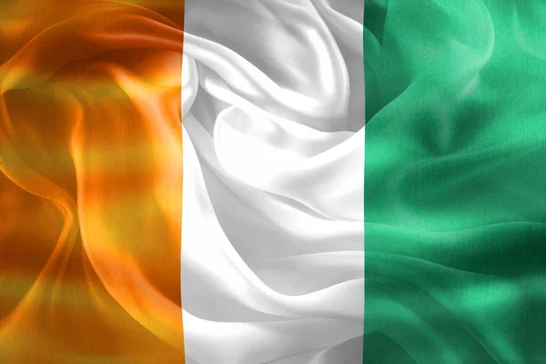 Elfenbenskustens Flagga Realistisk Vinkande Tygflagga — Stockfoto