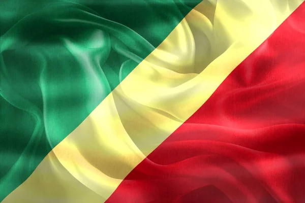 Kongói Köztársaság Zászló Reális Hullámzó Szövet Zászló — Stock Fotó