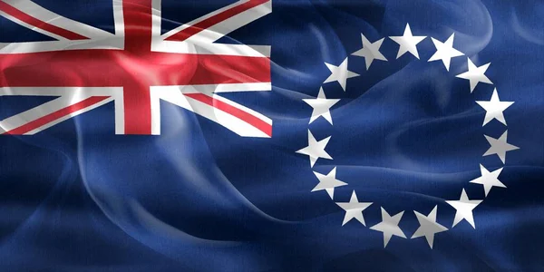 Vlajka Cookových Ostrovů Realistická Vlajka — Stock fotografie