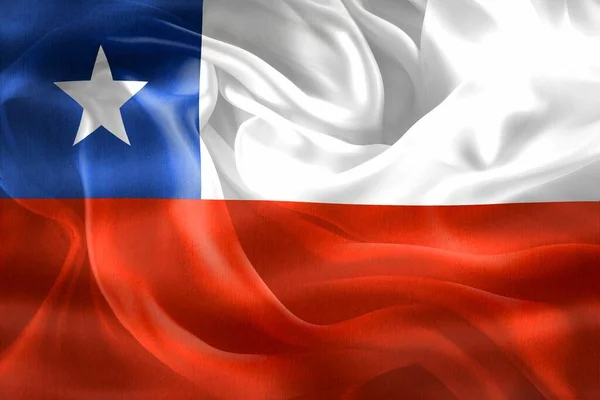 Chile Flagga Realistisk Vinka Tyg Flagga — Stockfoto
