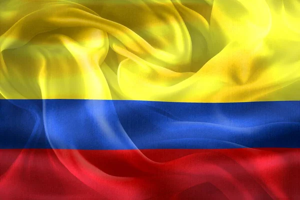 Flaga Kolumbii Realistyczna Flaga Falistej Tkaniny — Zdjęcie stockowe