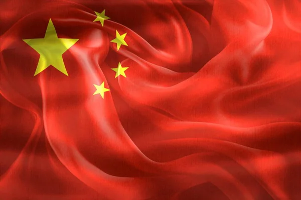 中国国旗 现实的挥动面料国旗 — 图库照片