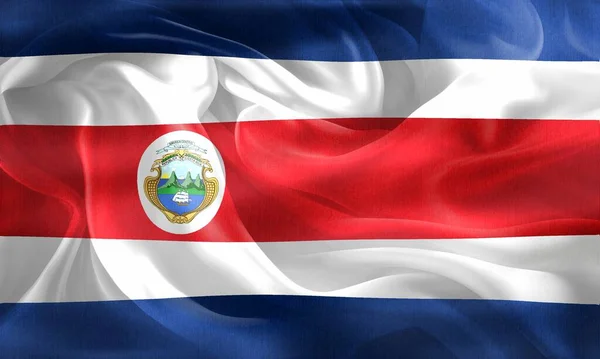 Costa Rica Flagga Realistisk Vinka Tyg Flagga — Stockfoto