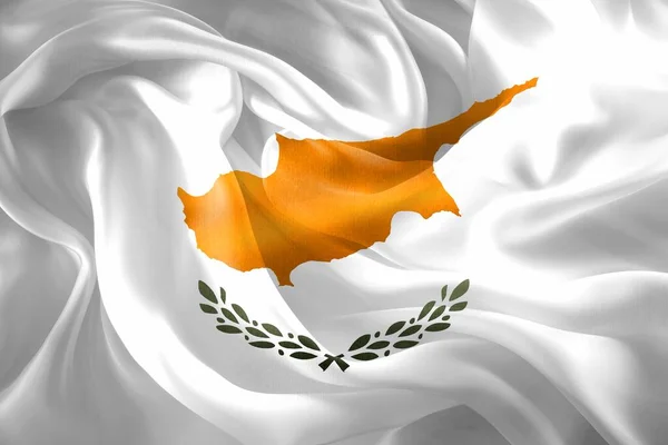 Σημαία Κύπρου Ρεαλιστική Κυματιστή Σημαία Υφάσματος — Φωτογραφία Αρχείου