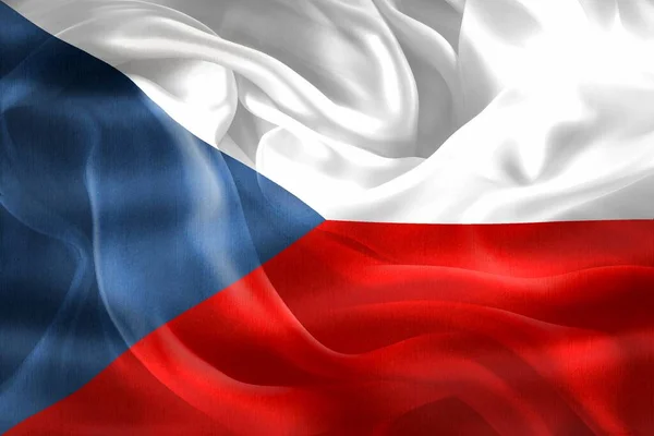 Tschechische Flagge Realistisches Fahnenschwenken — Stockfoto