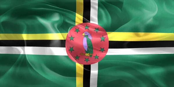 Dominica Vlag Realistische Zwaaiende Stof Vlag — Stockfoto