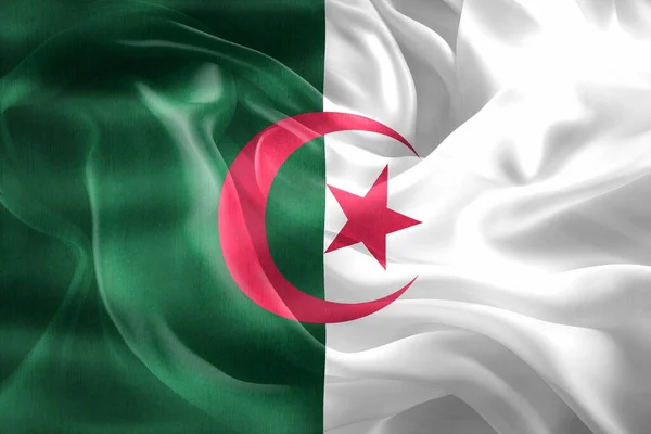 Flaga Algierii Realistyczna Flaga Falistej Tkaniny — Zdjęcie stockowe