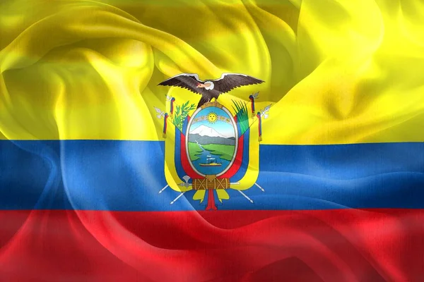 Flaga Ekwadoru Realistyczna Flaga Tkaniny Machającej — Zdjęcie stockowe