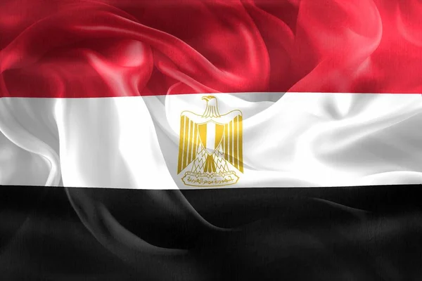 Bandeira Egito Bandeira Tecido Ondulante Realista — Fotografia de Stock